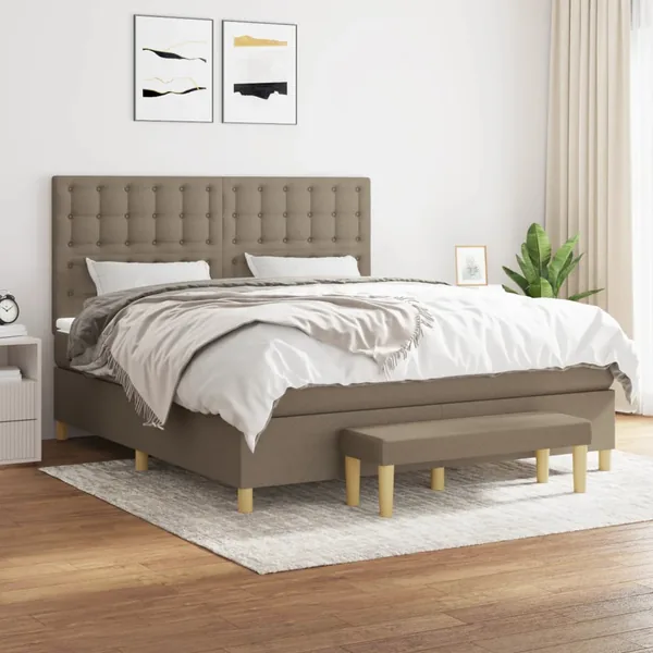 Sommier à lattes de lit avec matelas Taupe 180x200 cm Tissu