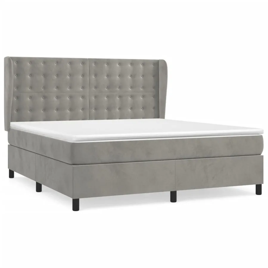 Sommier à lattes de lit et matelas Gris clair 180x200cm Velours - 2