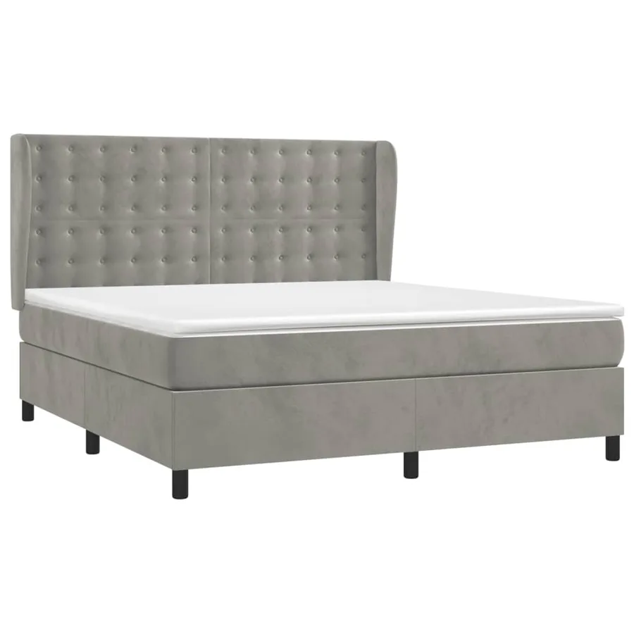 Sommier à lattes de lit et matelas Gris clair 180x200cm Velours - 3