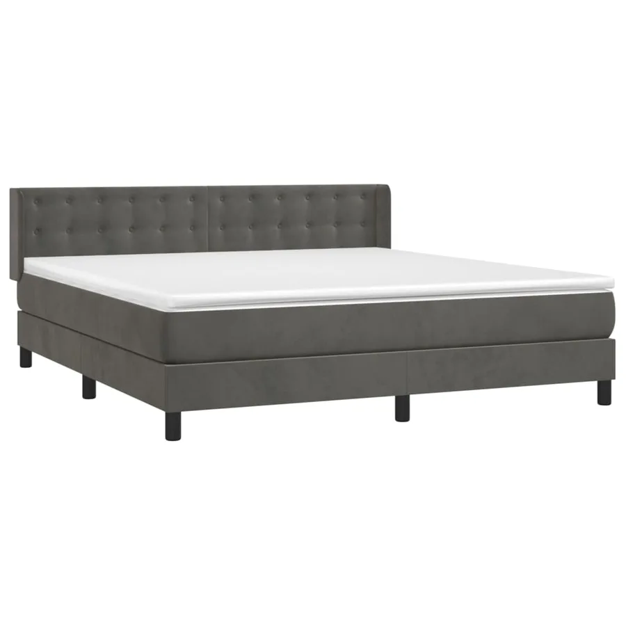 Sommier à lattes de lit et matelas Gris foncé 180x200cm Velours - 3
