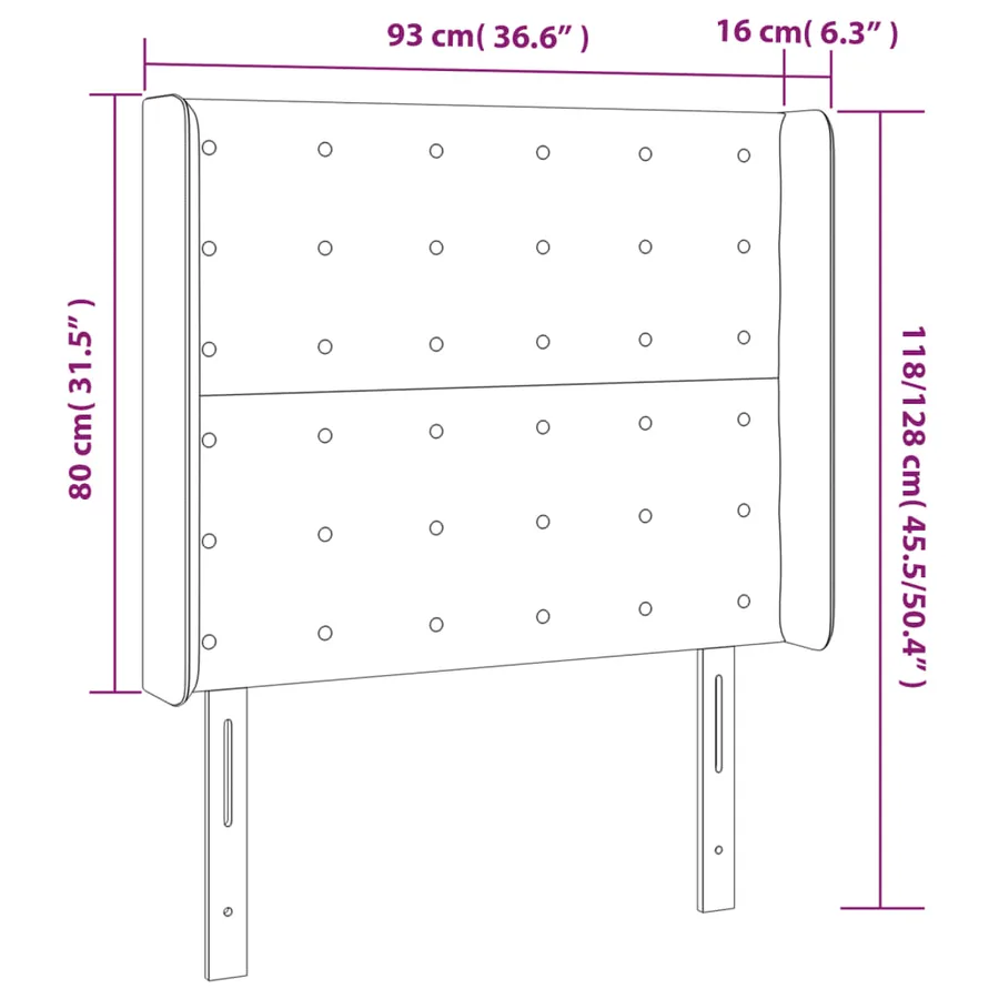 Tête de lit à LED Gris clair 93x16x118/128 cm Velours - 6