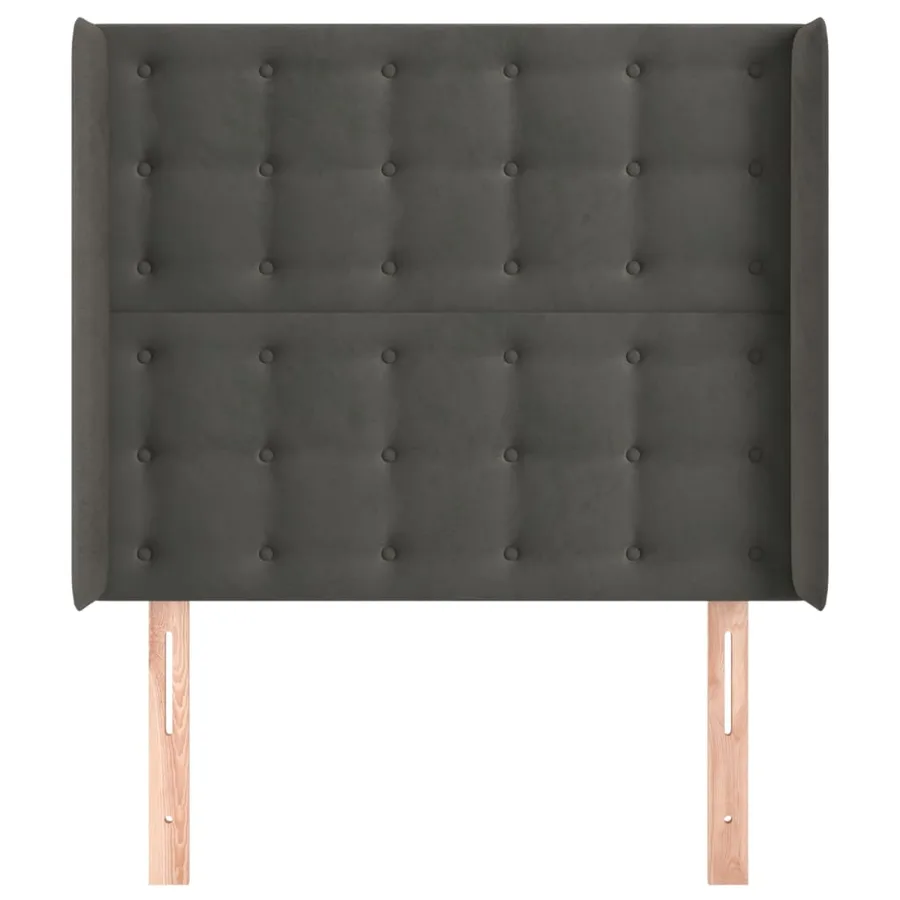 Tête de lit avec oreilles Gris foncé 93x16x118/128 cm Velours - 3