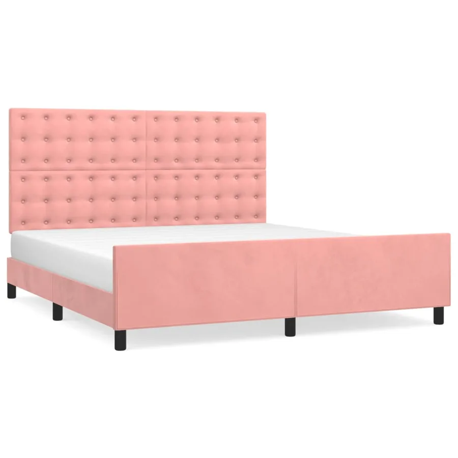 Cadre de lit sans matelas rose velours - 2