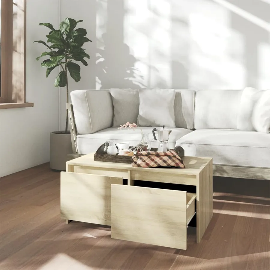 Table basse chêne sonoma 90x50x41,5 cm bois d'ingénierie - 3