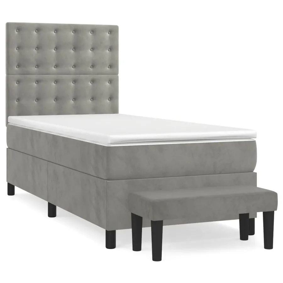Sommier à lattes de lit et matelas Gris clair 90x200 cm Velours - 3