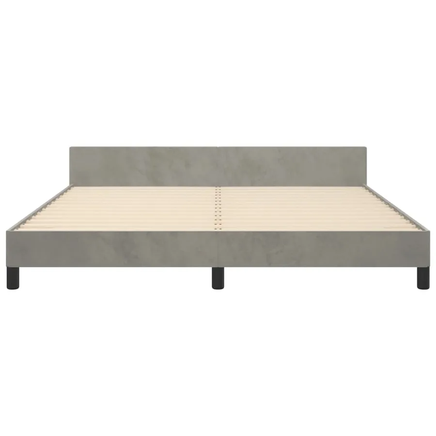 Cadre de lit sans matelas gris clair velours - 6