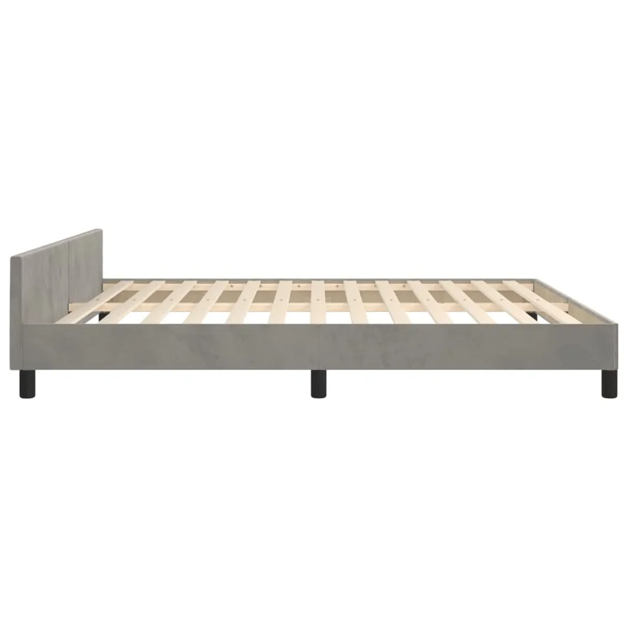 Cadre de lit sans matelas gris clair velours - 7