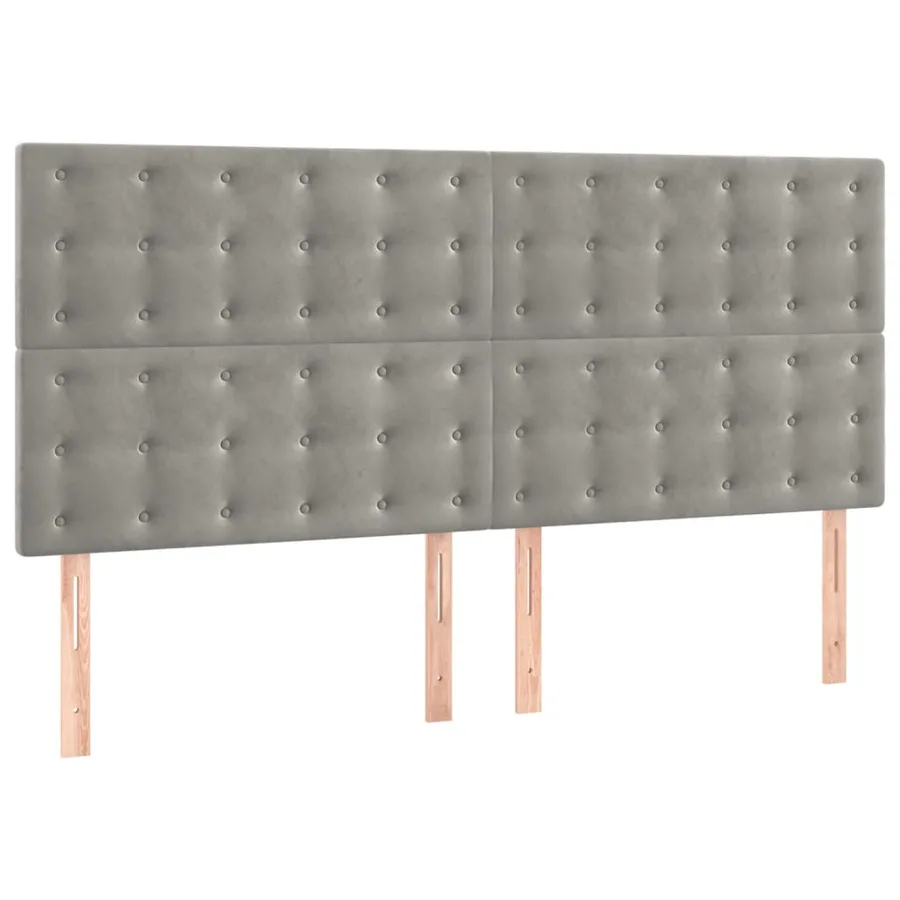 Cadre de lit sans matelas gris clair velours - 8