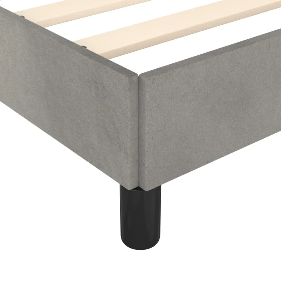 Cadre de lit sans matelas gris clair velours - 9