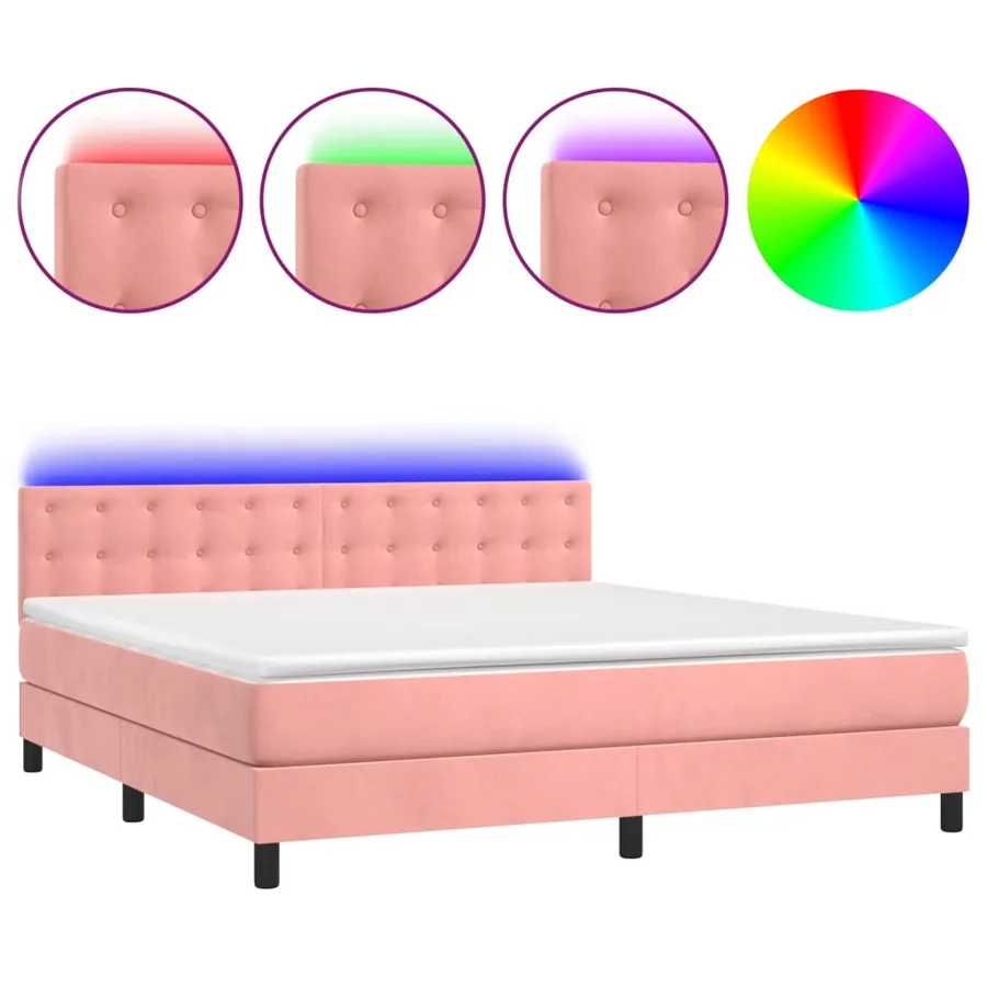 Sommier à lattes de lit avec matelas et LED Rose 180x200 cm - 2