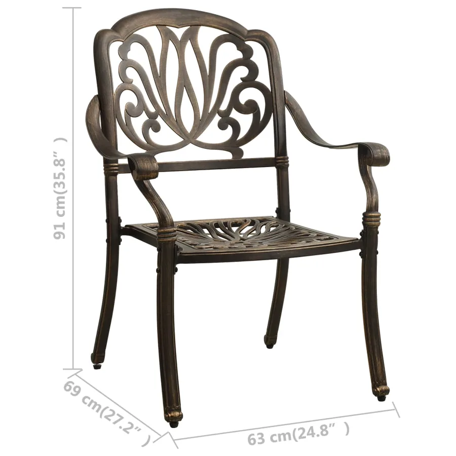 Ensemble de bistro 3 pcs Aluminium coulé Bronze - 15