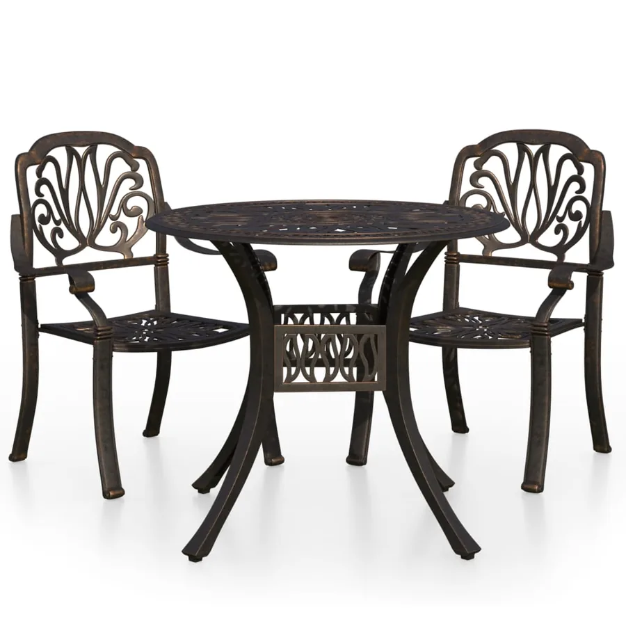 Ensemble de bistro 3 pcs Aluminium coulé Bronze - 2