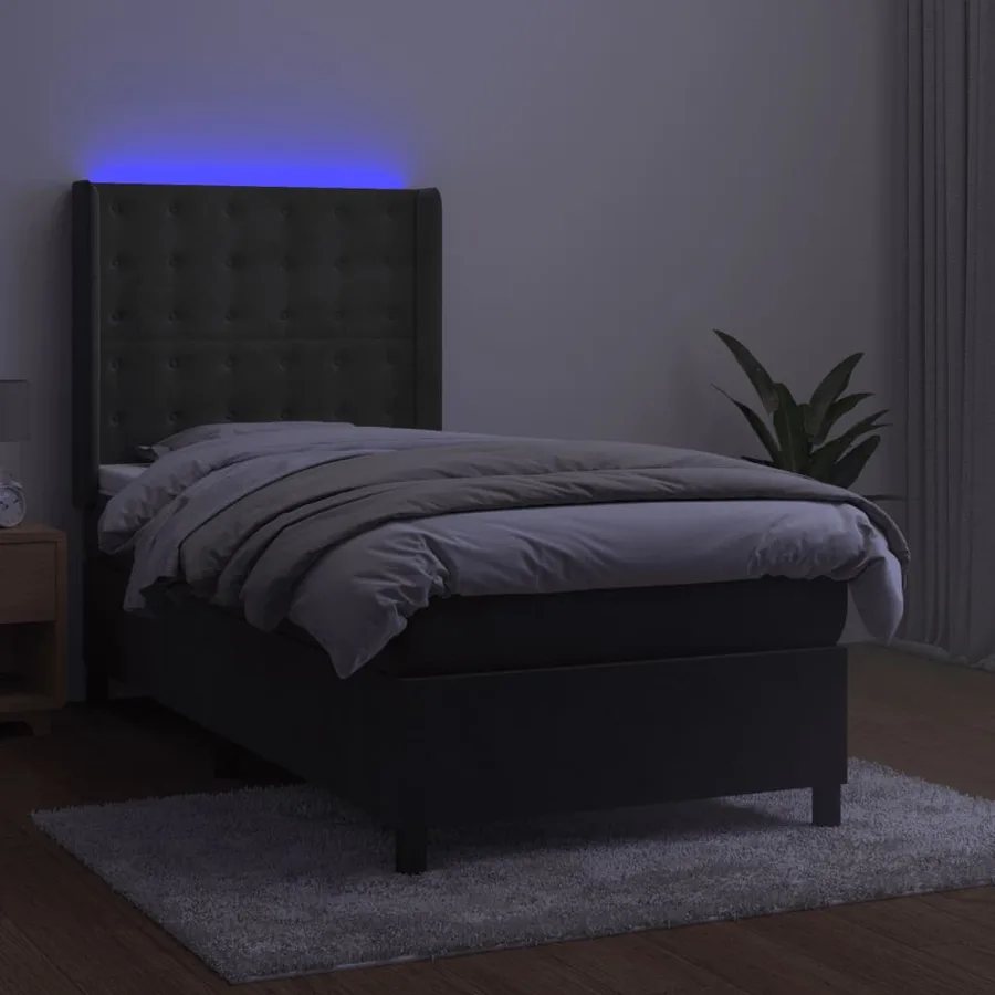 Sommier à lattes de lit matelas LED Gris foncé 90x200cm Velours - 3