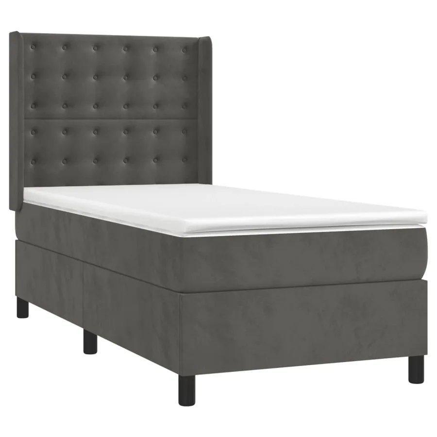 Sommier à lattes de lit matelas LED Gris foncé 90x200cm Velours - 4