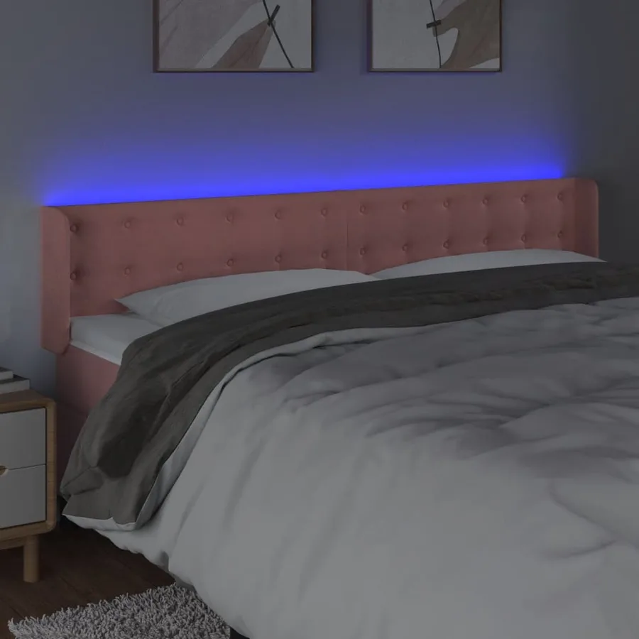 Tête de lit à LED Rose 183x16x78/88 cm Velours - 4