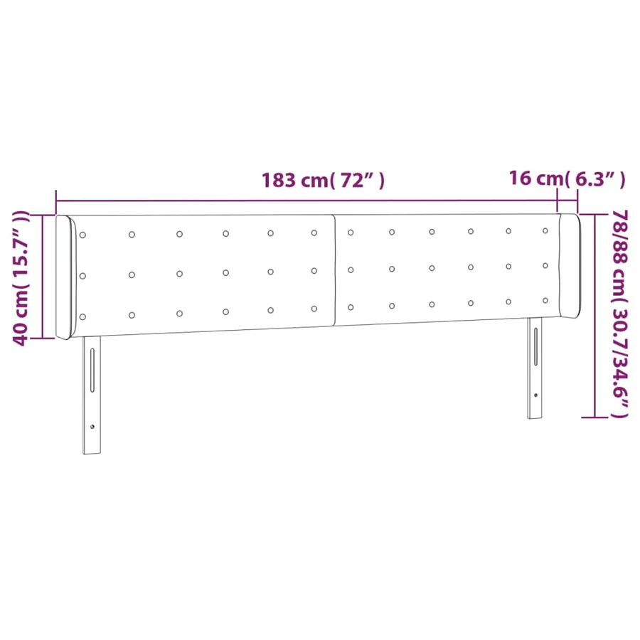 Tête de lit à LED Rose 183x16x78/88 cm Velours - 6