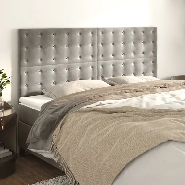 Tête de lit Gris clair 180x5x118/128 cm Velours