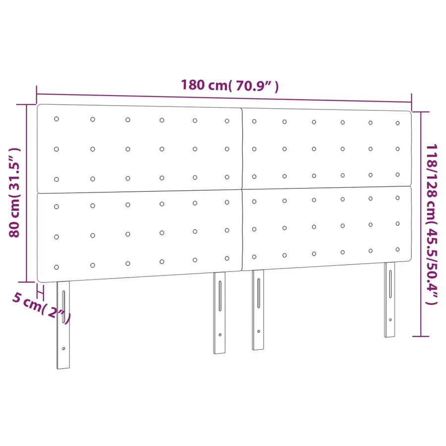 Tête de lit Gris clair 180x5x118/128 cm Velours - 8