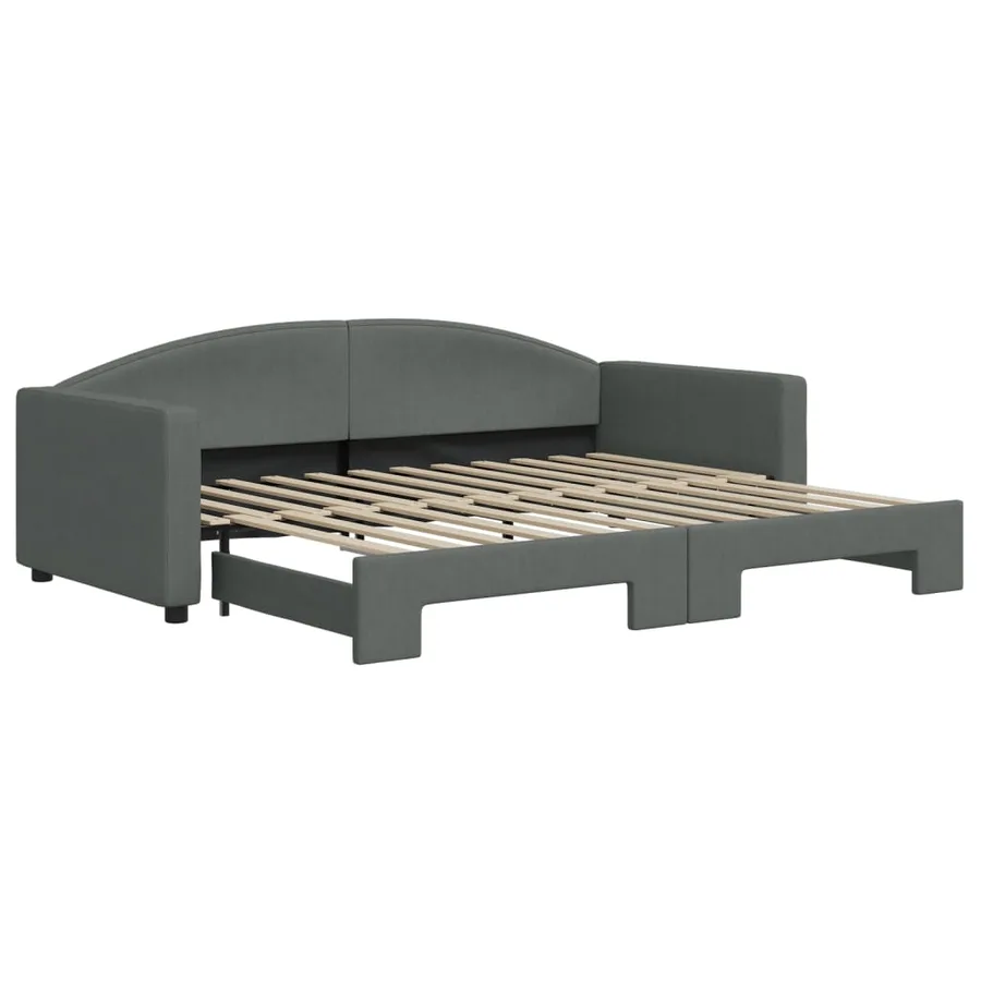 Lit de jour avec gigogne sans matelas gris foncé 90x200 cm - 2