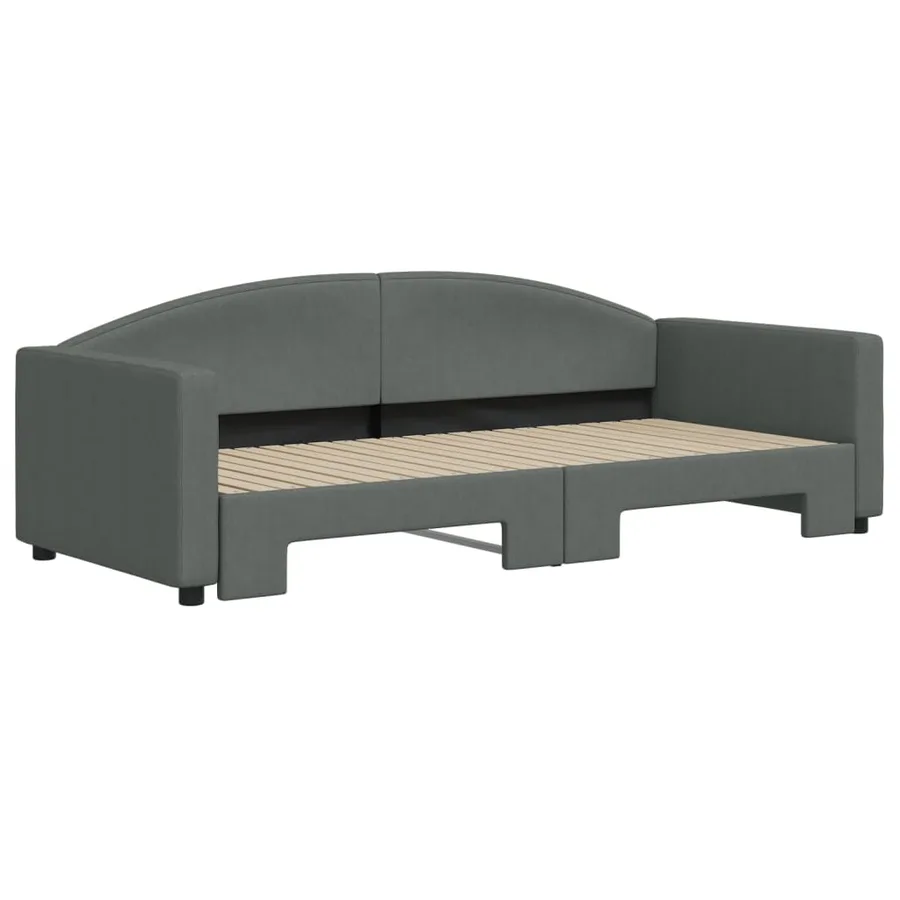Lit de jour avec gigogne sans matelas gris foncé 90x200 cm - 3