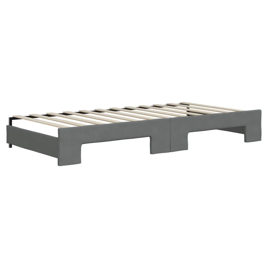 Lit de jour avec gigogne et matelas gris foncé 90x200 cm tissu - 5