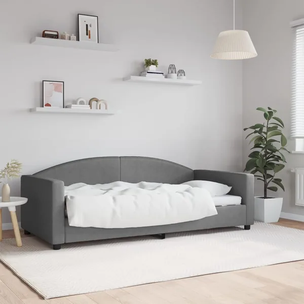 Lit de repos sans matelas gris foncé 90x190 cm tissu