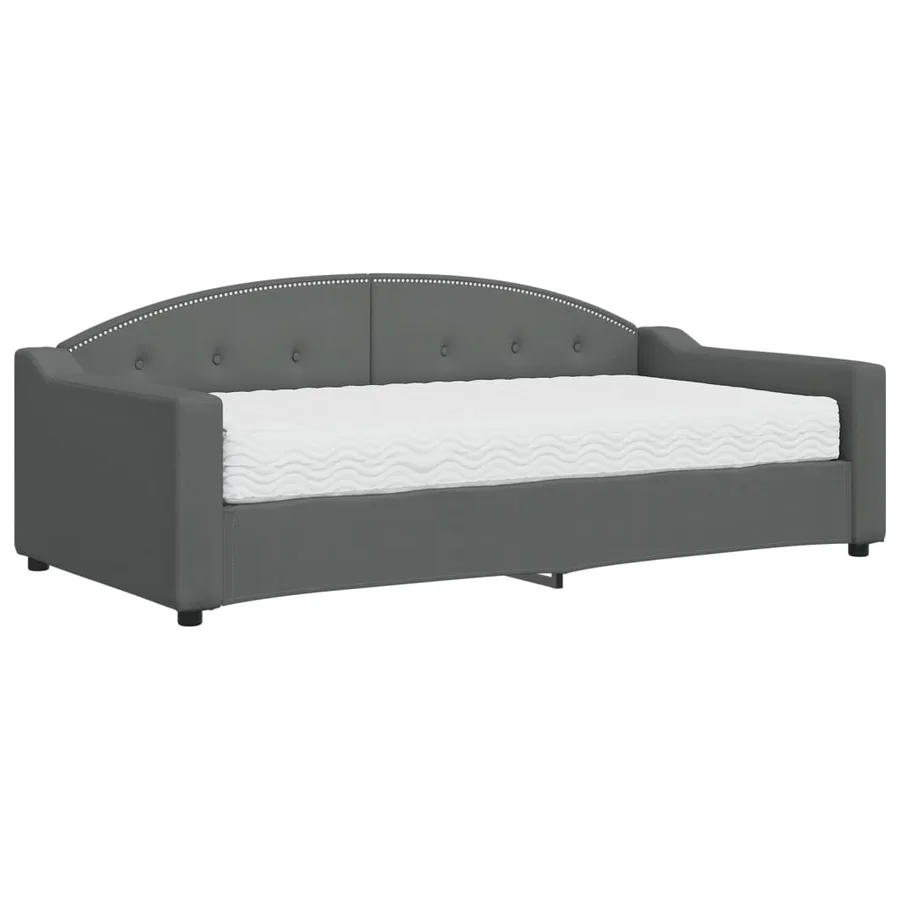 Lit de jour avec matelas gris foncé 90x190 cm tissu - 2