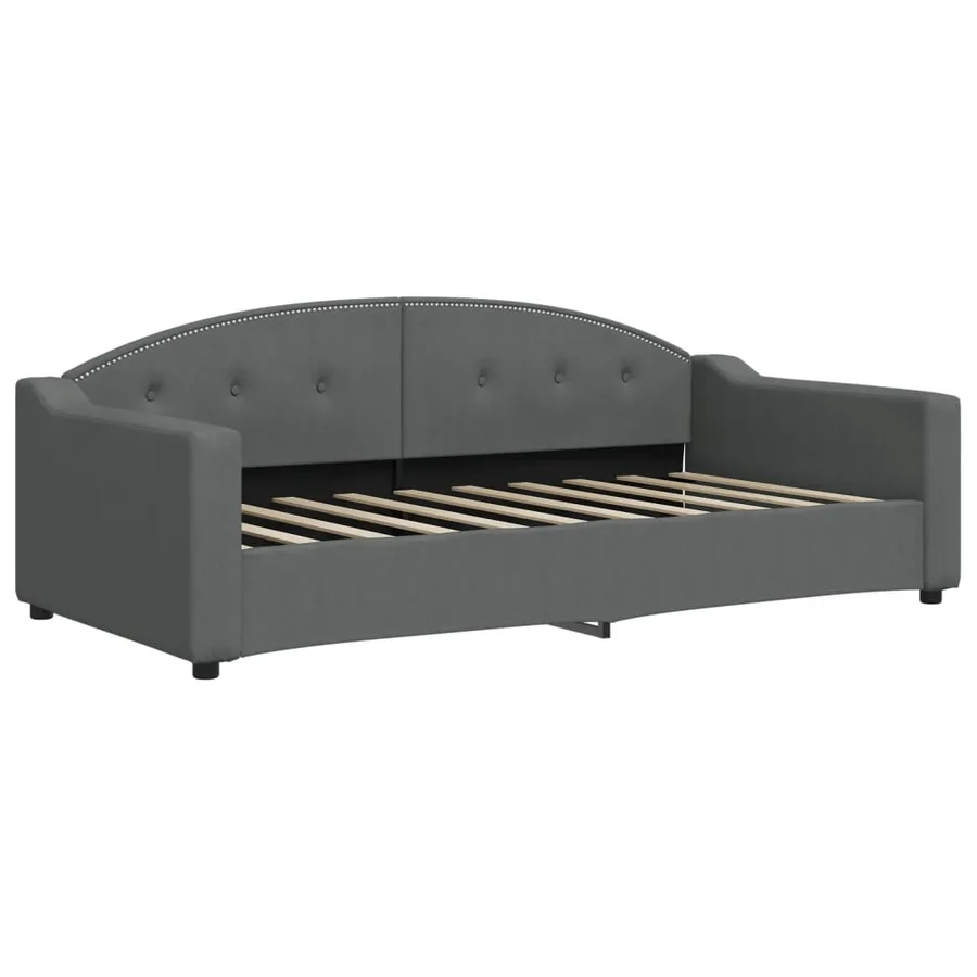 Lit de jour avec matelas gris foncé 90x190 cm tissu - 3