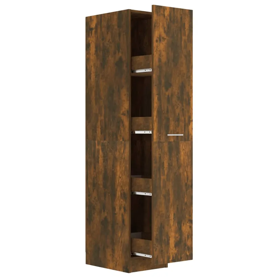 Armoire apothicaire Chêne fumé 30x42,5x150 cm Bois d'ingénierie - 2