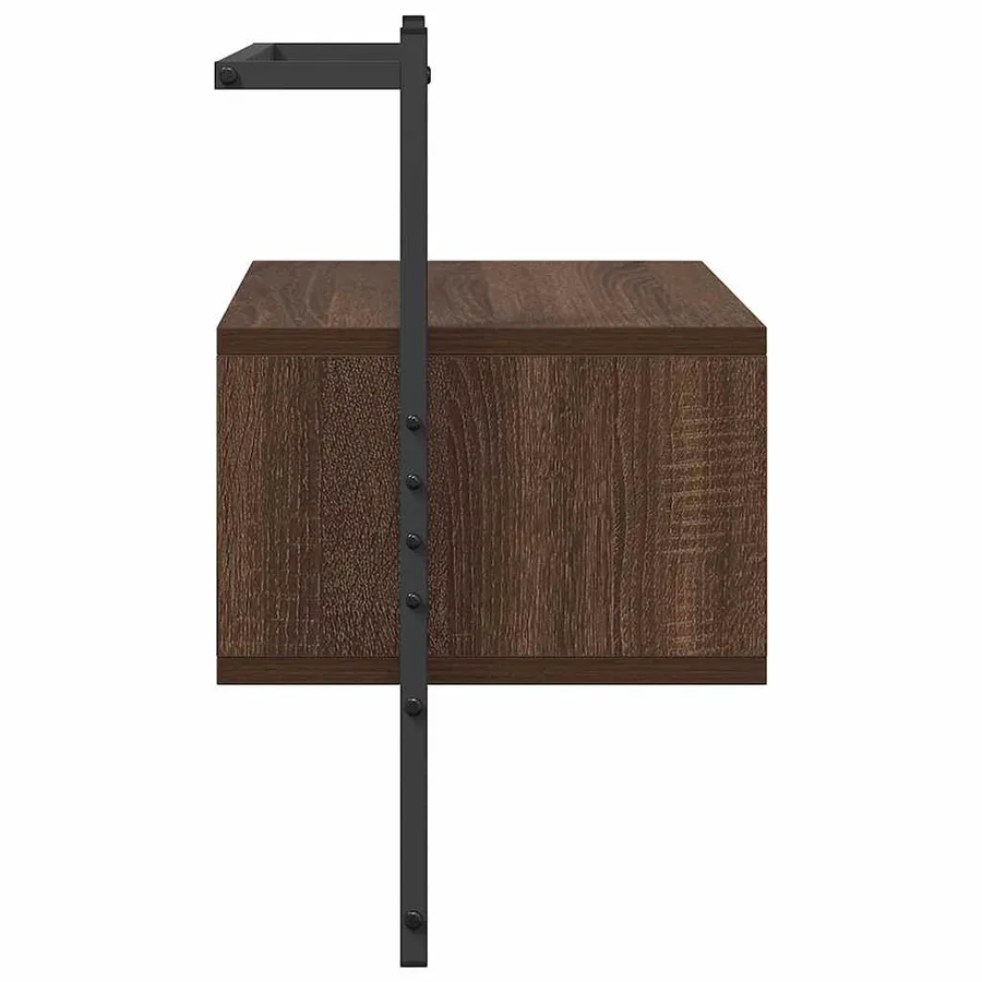 Table de chevet murale chêne brun 35x30x51 cm bois d'ingénierie - 7