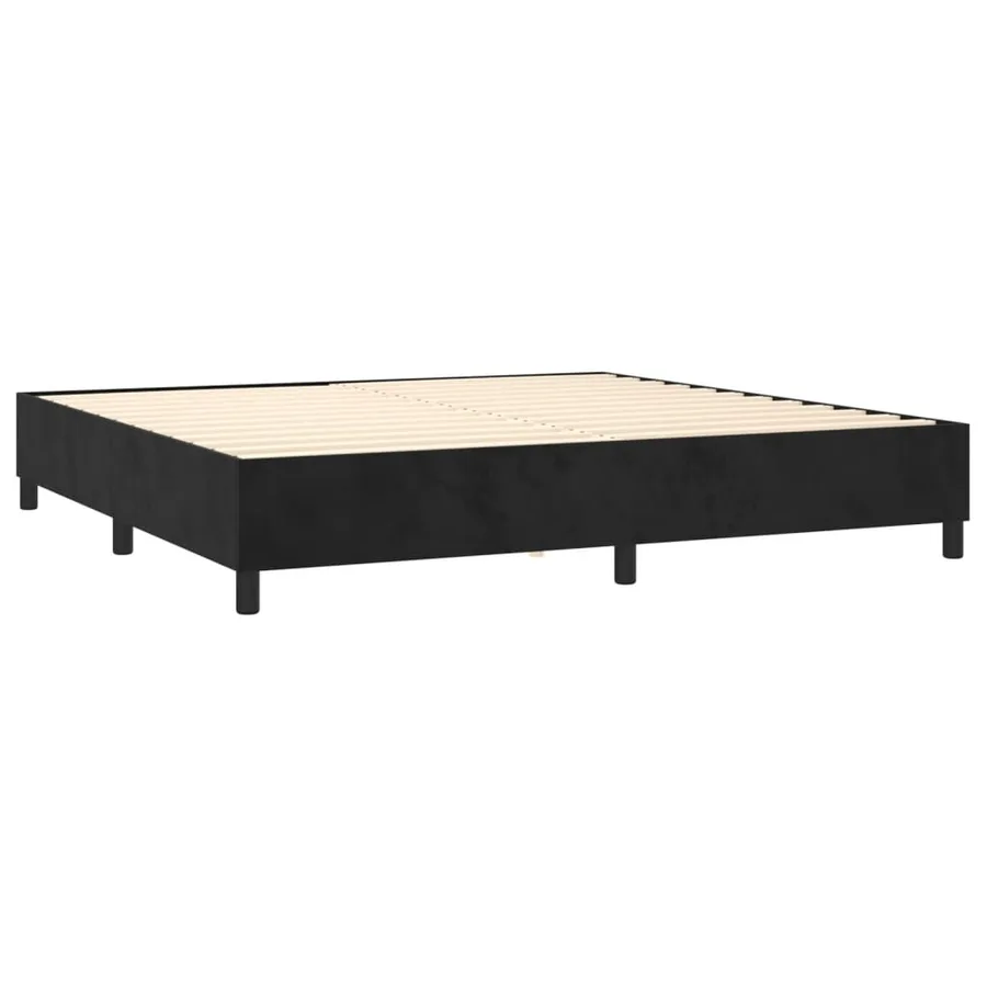 Sommier à lattes de lit et matelas Noir 200x200 cm Velours - 4