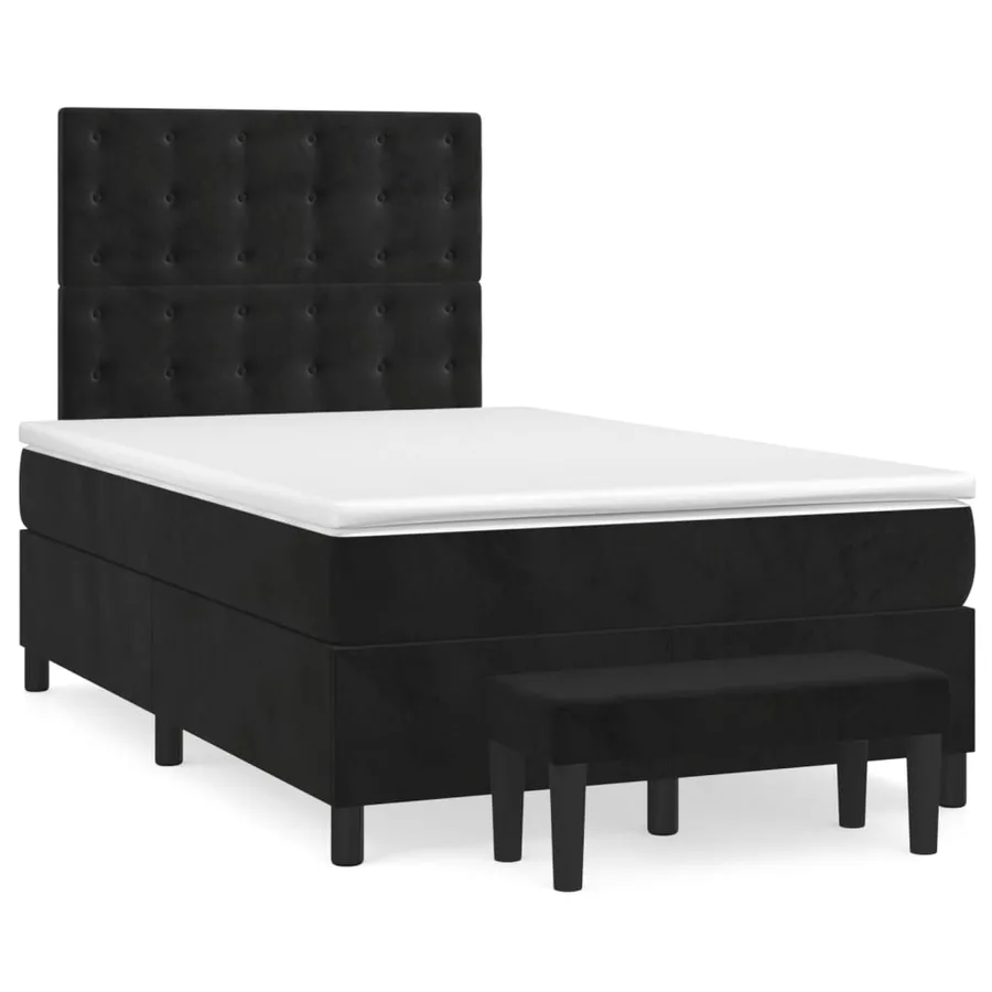 Sommier à lattes de lit avec matelas Noir 120x200 cm Velours - 2