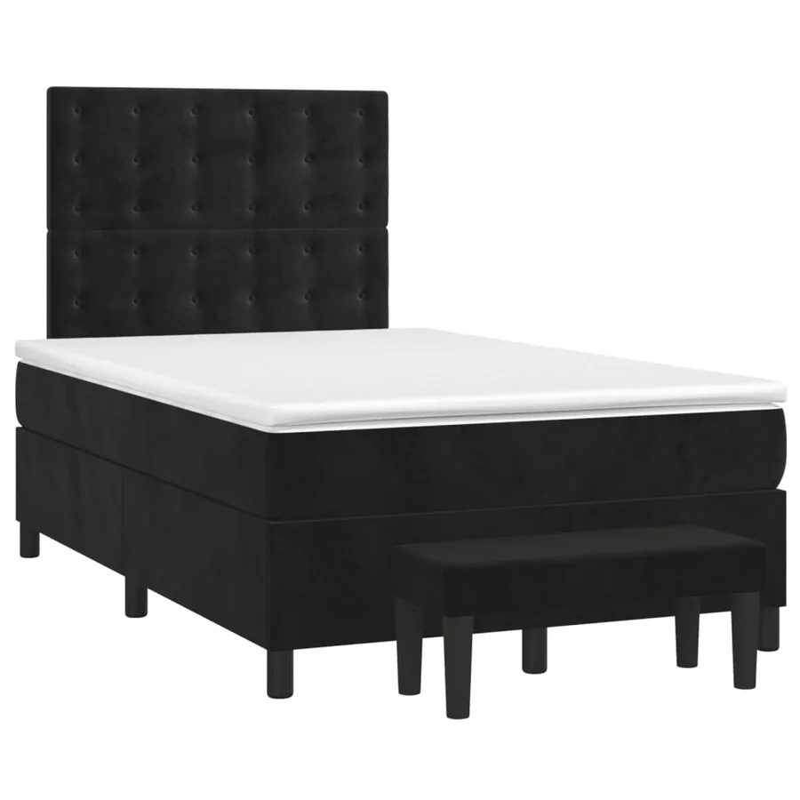 Sommier à lattes de lit avec matelas Noir 120x200 cm Velours - 3
