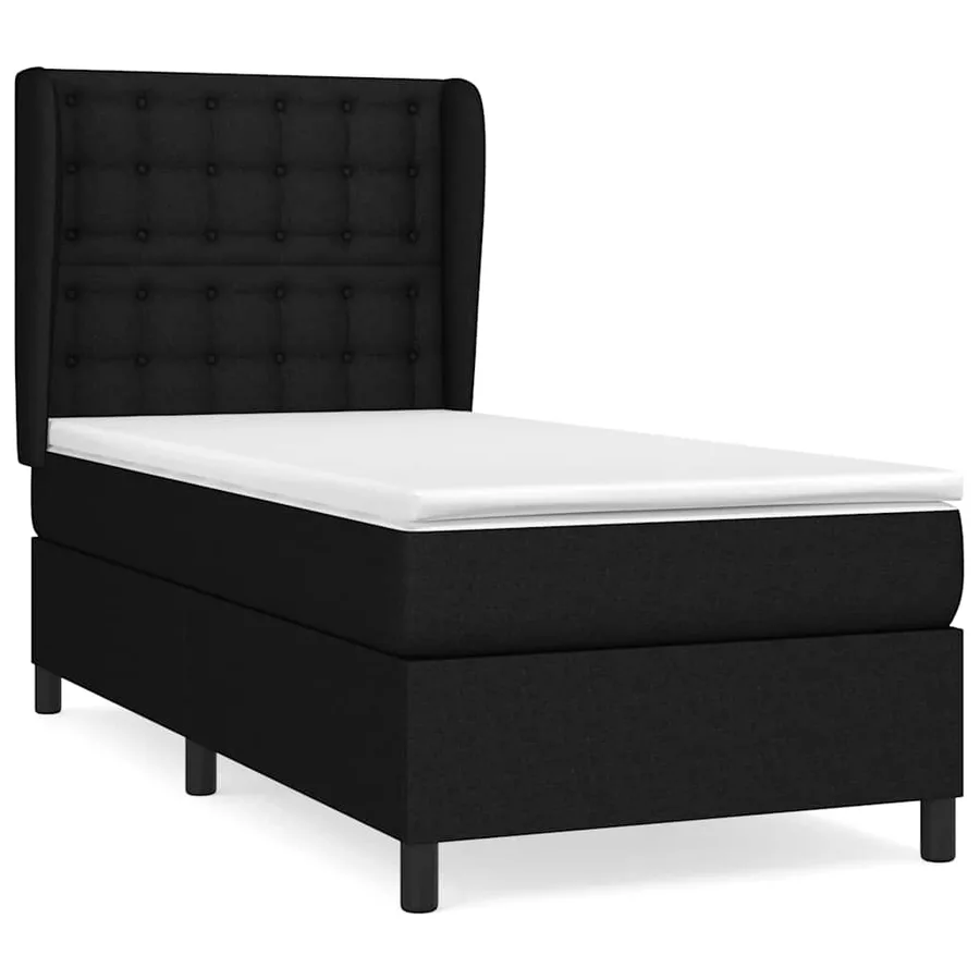 Sommier à lattes de lit avec matelas Noir 90x200 cm Tissu - 2