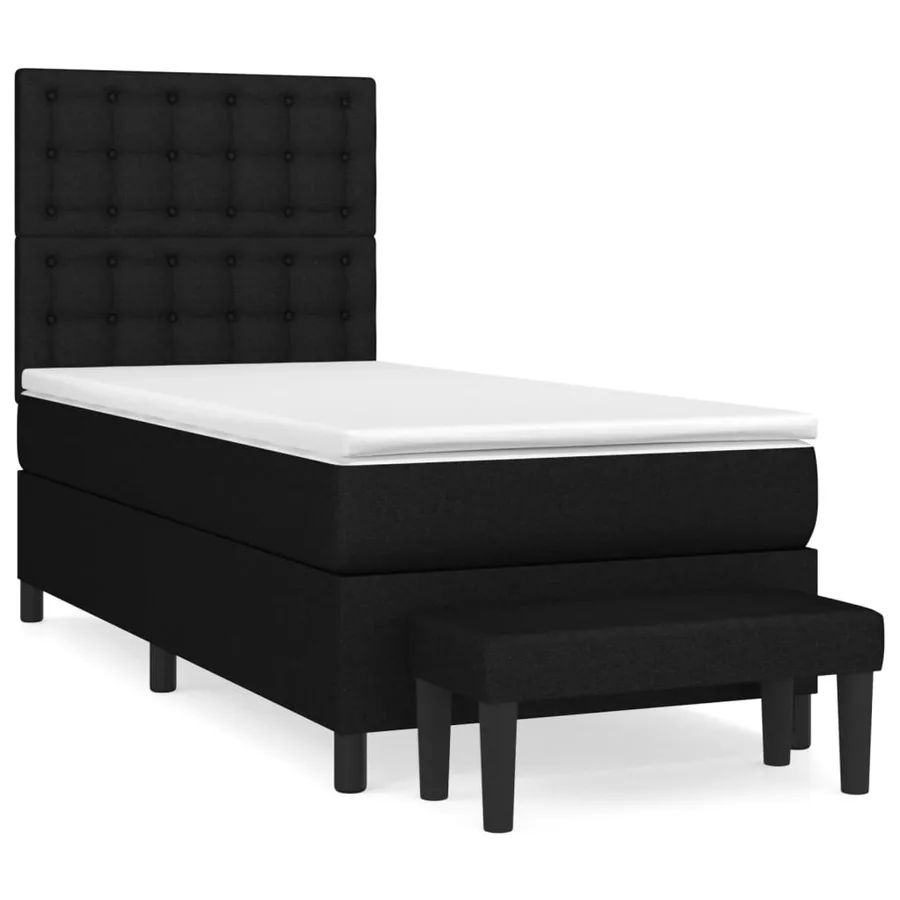 Sommier à lattes de lit avec matelas Noir 90x200 cm Tissu - 2