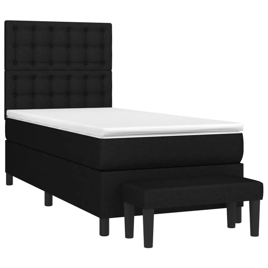 Sommier à lattes de lit avec matelas Noir 90x200 cm Tissu - 3