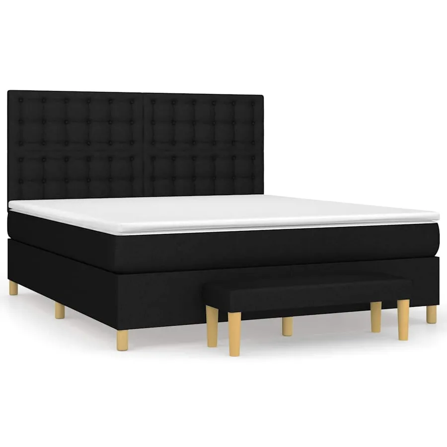 Sommier à lattes de lit avec matelas Noir 180x200 cm Tissu - 2
