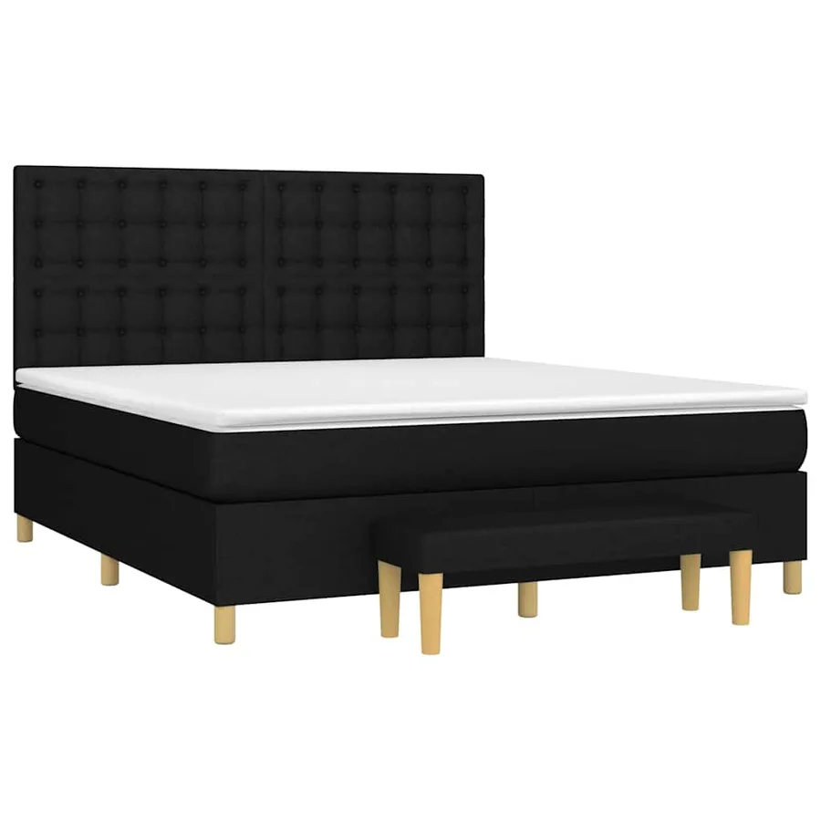 Sommier à lattes de lit avec matelas Noir 180x200 cm Tissu - 3