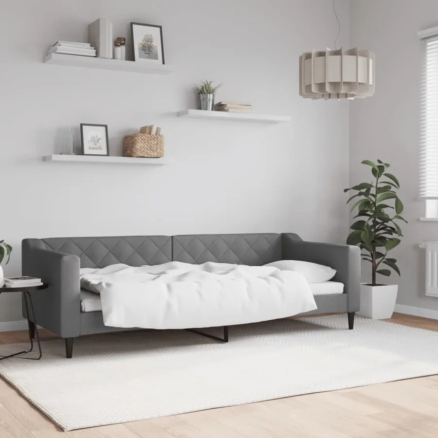Lit de repos sans matelas gris foncé 80x200 cm tissu