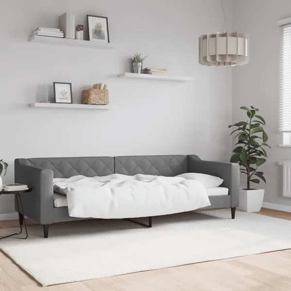 Lit de repos sans matelas gris foncé 80x200 cm tissu