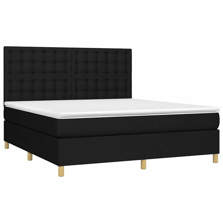 Sommier à lattes de lit et matelas et LED Noir 180x200 cm Tissu - 3