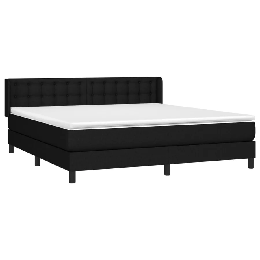 Sommier à lattes de lit avec matelas Noir 180x200 cm Tissu - 3