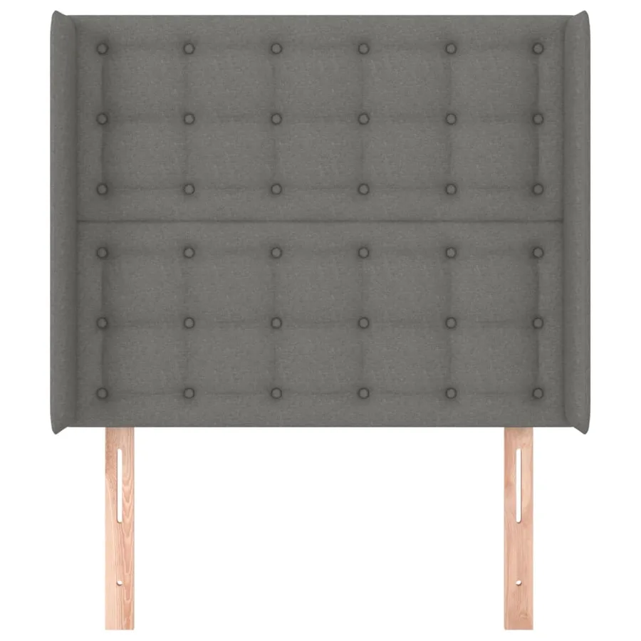Tête de lit avec oreilles Gris foncé 93x16x118/128 cm Tissu - 3