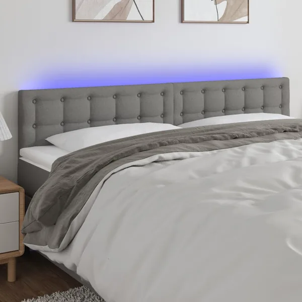 Tête de lit à LED Gris foncé 180x5x78/88 cm Tissu