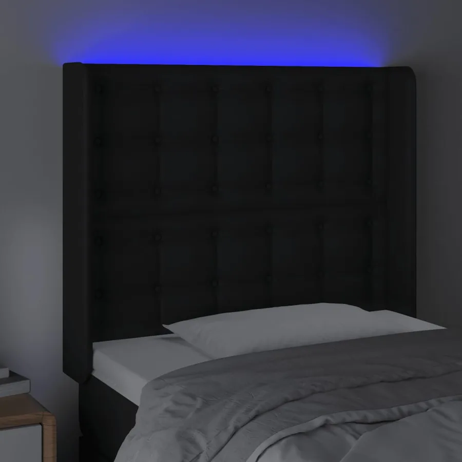 Tête de lit à LED Noir 93x16x118/128 cm Similicuir - 4
