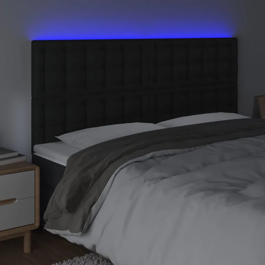 Tête de lit à LED Noir 180x5x118/128 cm Similicuir - 3