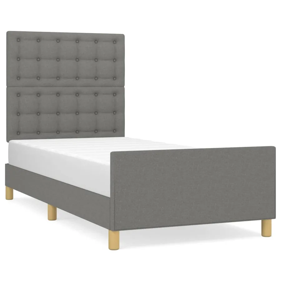 Cadre de lit sans matelas avec tête de lit 90x190cm tissu - 2
