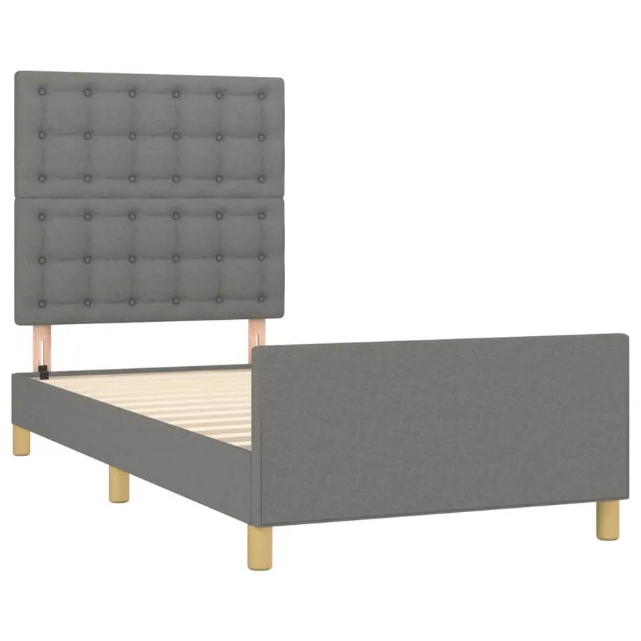 Cadre de lit sans matelas avec tête de lit 90x190cm tissu - 4