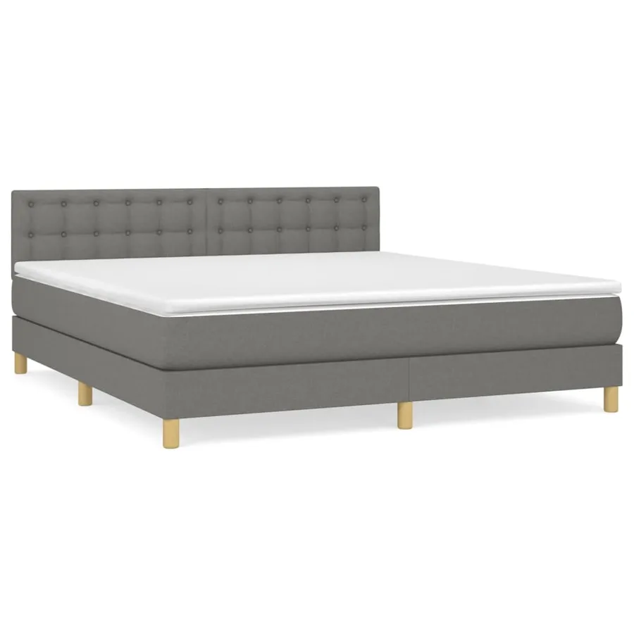 Sommier à lattes de lit avec matelas Gris foncé 180x200cm Tissu - 2