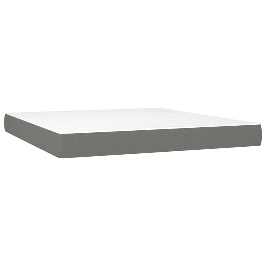 Sommier à lattes de lit avec matelas Gris foncé 180x200cm Tissu - 5